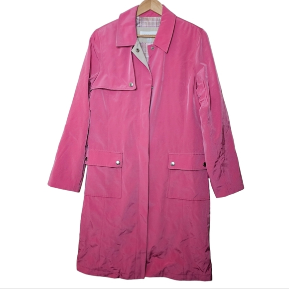 Liz Claiborne Bright Pink Trench Coat Size Medium - Picture 1 of 13